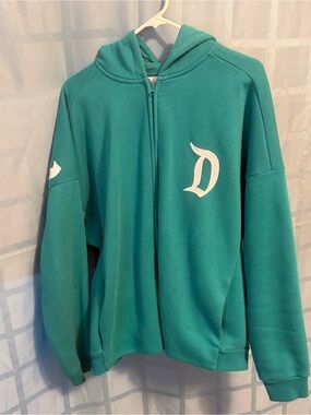 Disneyland Teal Zip-Up Hoodie with Spirit Jersey Lettering- Large